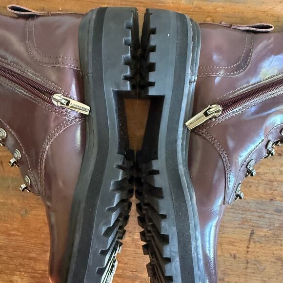 Vince Camuto Popinta Combat Boots Women’s 6.5 M (37) Burgundy Leather Punk Grung - Picture 7 of 12